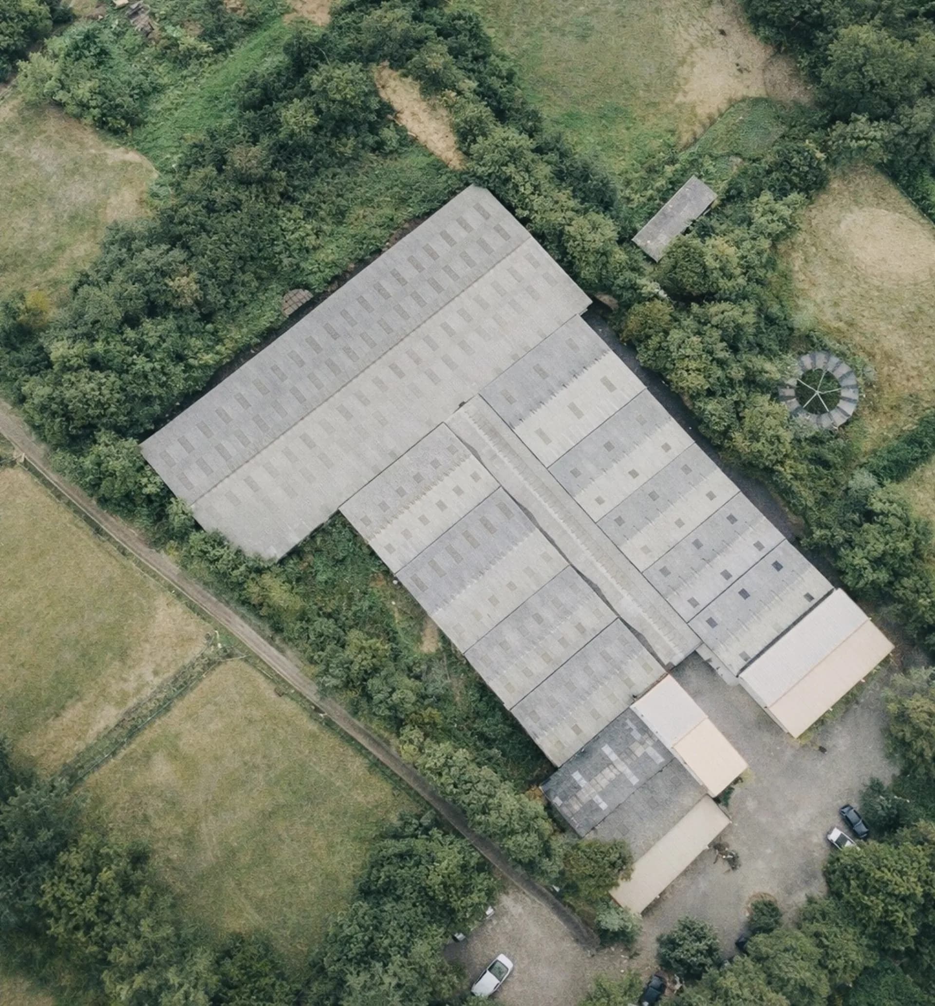 Commercial complex aerial overview